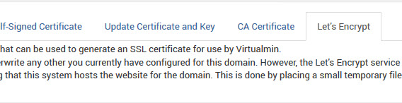 Virtualmin Lets Encrypt Capture