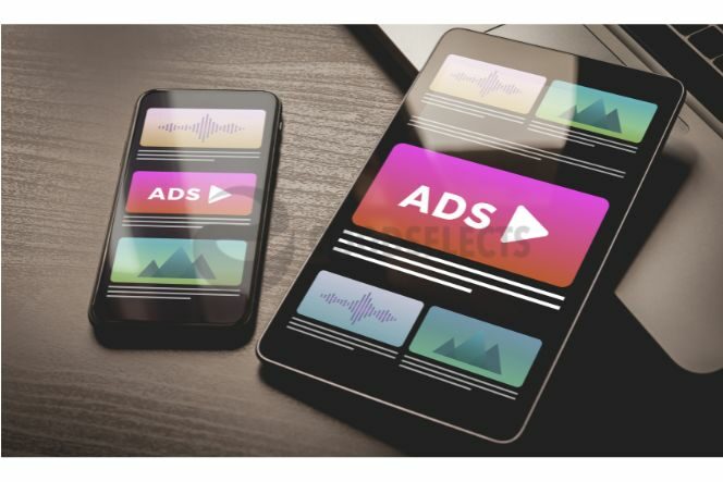 It displays interest-based ads rather than content-based ads
